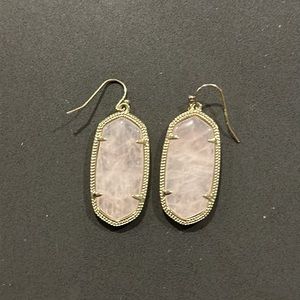 Kendra Scott Elle Gold Drop Earrings in Rose Quartz